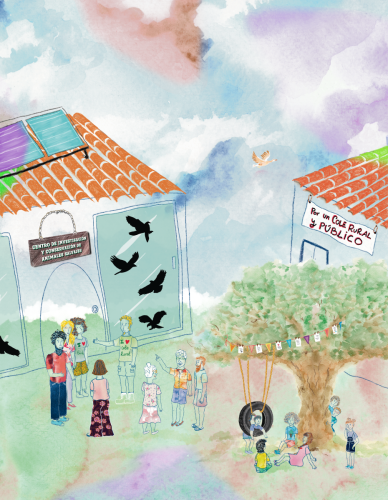 Ilustración para Cuento Lucho y la lucha por el cole rural